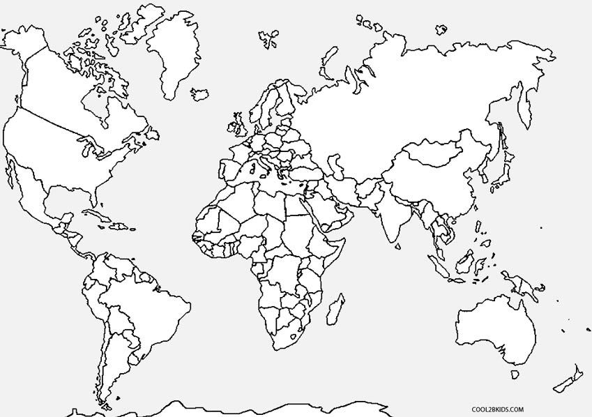 849x598 World Coloring Pages Printable World Map Coloring Page For Kids