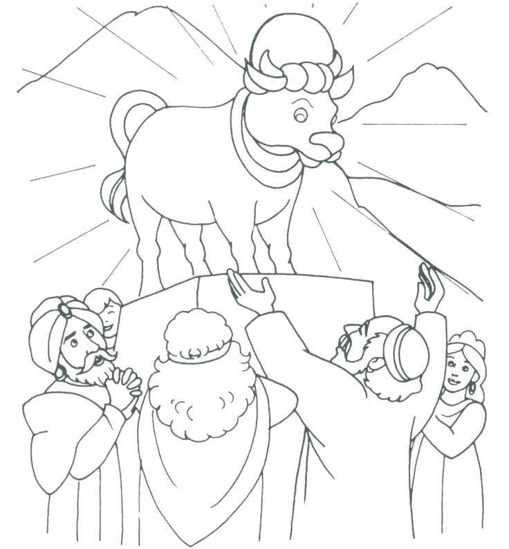 736x795 Golden Calf Coloring Page Ten Commandments For Kids Coloring Pages