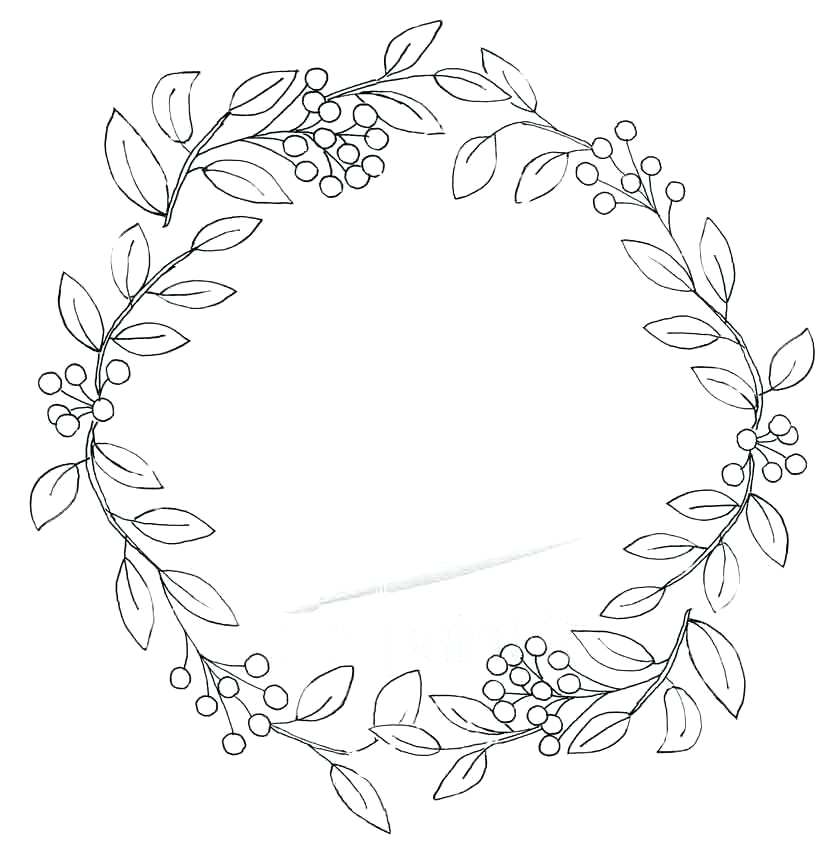 840x848 Fall Wreath Coloring Pages Kit Also Berry And Leaves Wreath