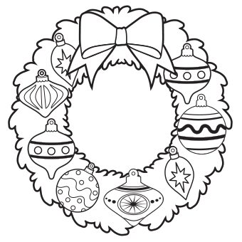 340x340 Ornament Wreath Coloring Page