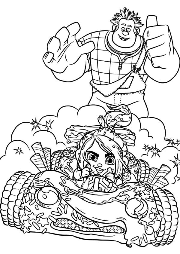 600x845 Wreck It Ralph Encourage Vanellope To Race Bravely Coloring Pages