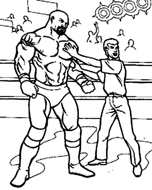 600x749 Wrestling Referee Cornered A Wrestler Coloring Page Color Luna