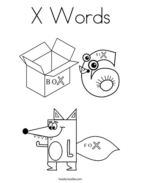 468x605 X Words Coloring Page