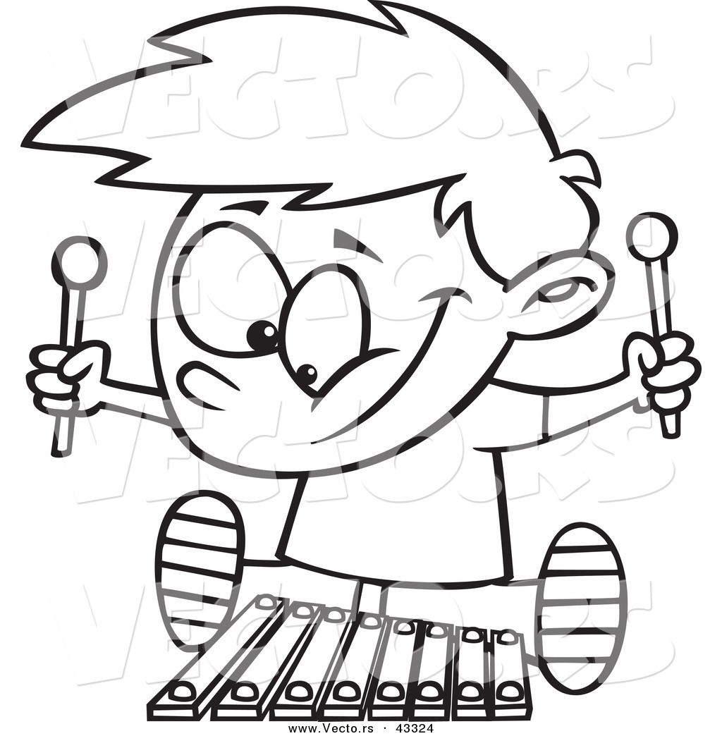 1024x1044 Vector Of A Happy Cartoon Boy Playing A Xylophone
