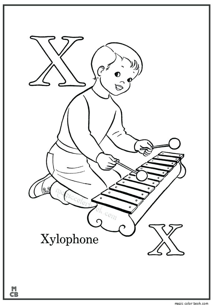 685x975 Xylophone Coloring Page Alphabet X With Picture Coloring Pages
