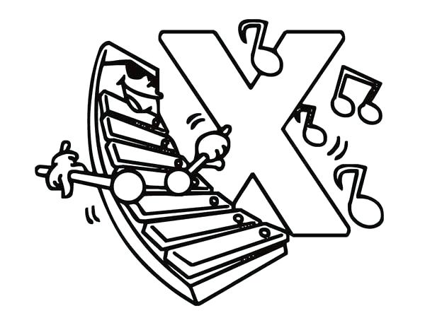 600x467 Xylophone Coloring Page Letter X Preschool Kids Learn Letter X