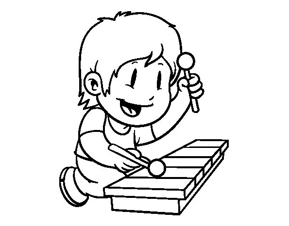 595x466 Child Xylophone Coloring Page Coloring Book