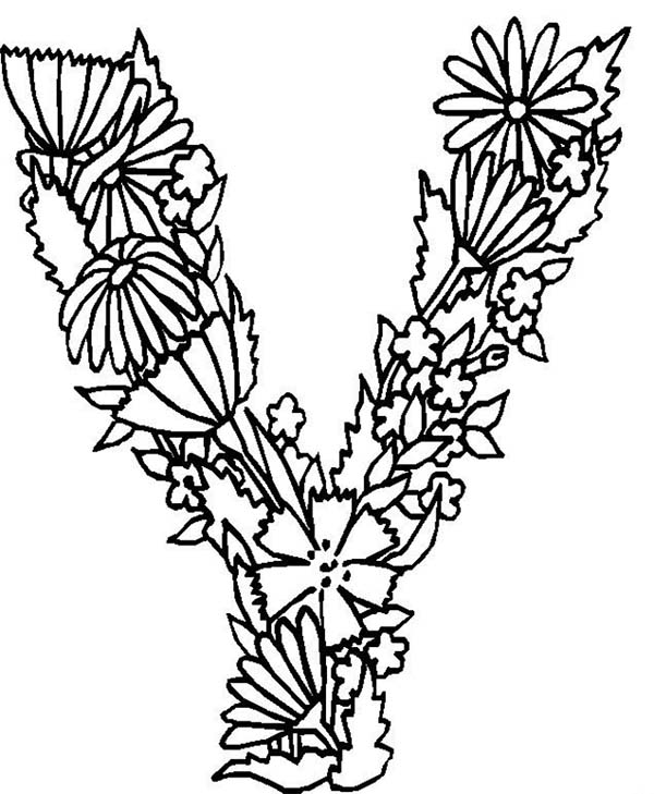 600x729 Alphabet Flowers Letter Y Coloring Pages Batch Coloring