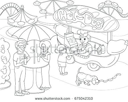 450x358 Park Coloring Amusement Park Coloring Pages For Children Hot Dog
