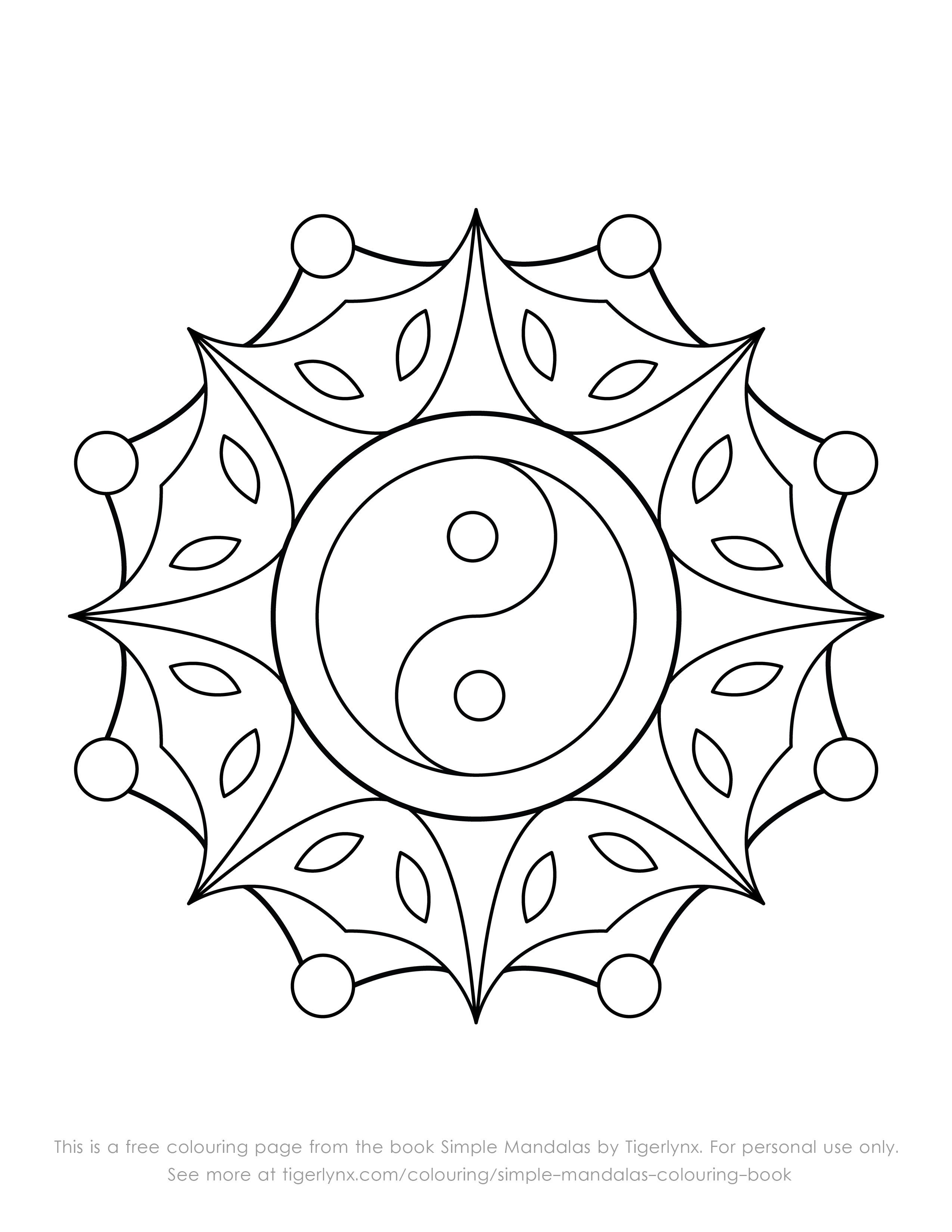 2550x3300 This Is A Free Colouring Page With An Easy Yin Yang Mandala Design