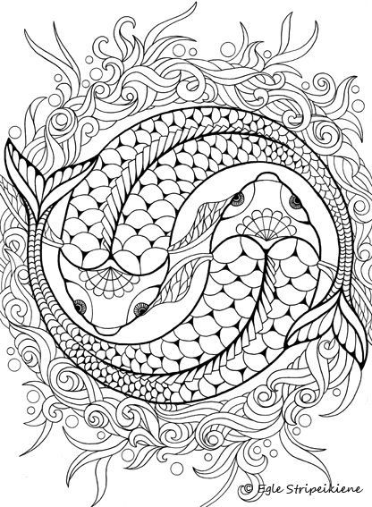 416x567 Koi, Ying Yang Coloring Page Color Me, Please Koi