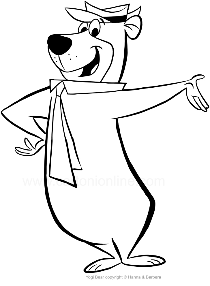 728x992 Drawing The Yogi Bear Coloring Page