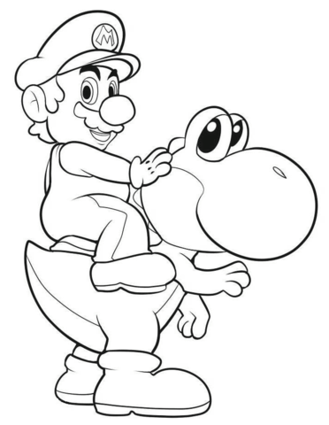 372x480 Mario Coloring Pages Yoshi