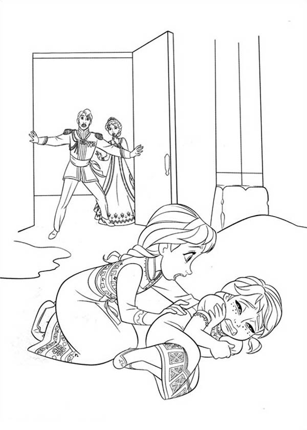 600x840 Elsa Accidentally Struck Anna While Playing Coloring Page
