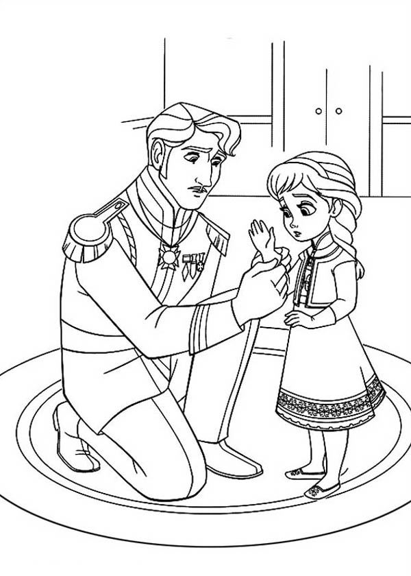 600x840 The King Arendelle Put Gloves To Young Elsa Coloring Page