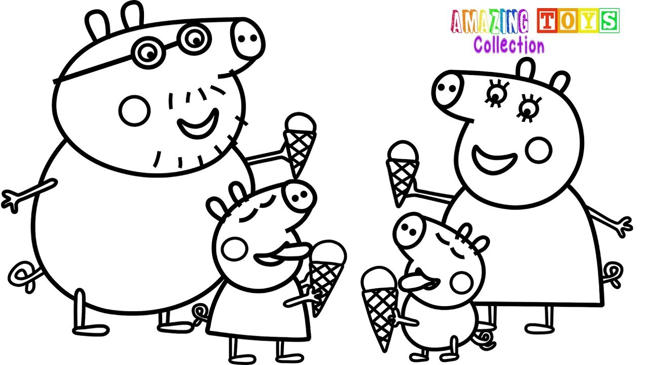 1280x720 How To Draw Peppa Pig Family Ice Cream Coloring Pages Youtube