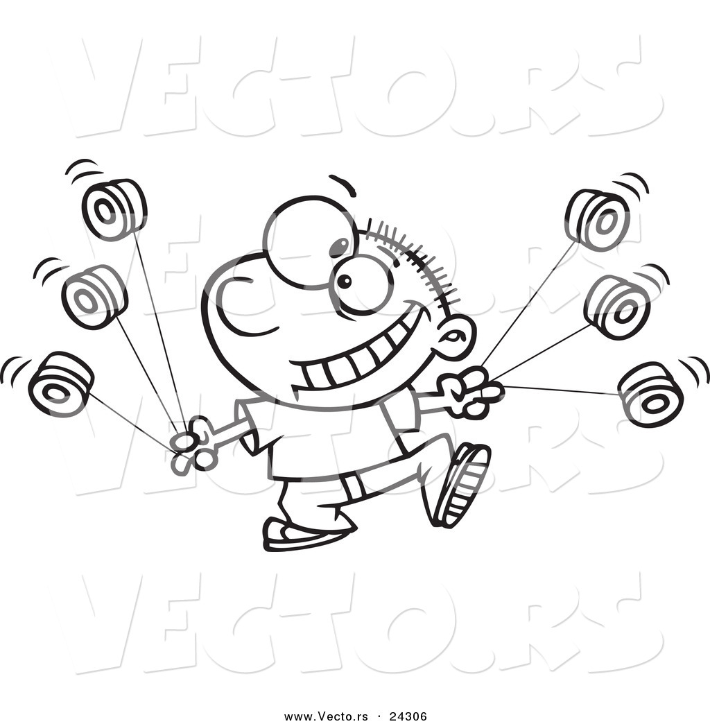 1024x1044 Vector Of A Cartoon Yo Yo Boy Boy Black And White Outline