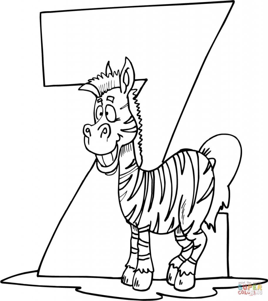 912x1024 Letter Z Coloring Pages Is For Zebra Page Free Printable Regarding