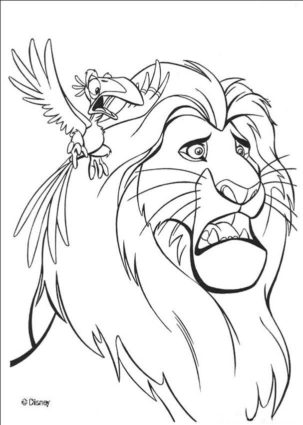 607x850 Zazu Warns Mufasa Coloring Page Lion King Lions