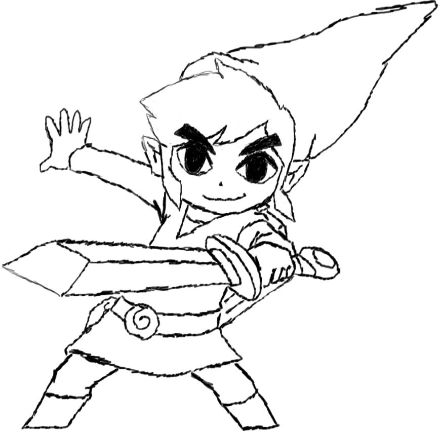 869x851 Link Coloring Pagese Printable Zelda For Kids Showy Page Breath