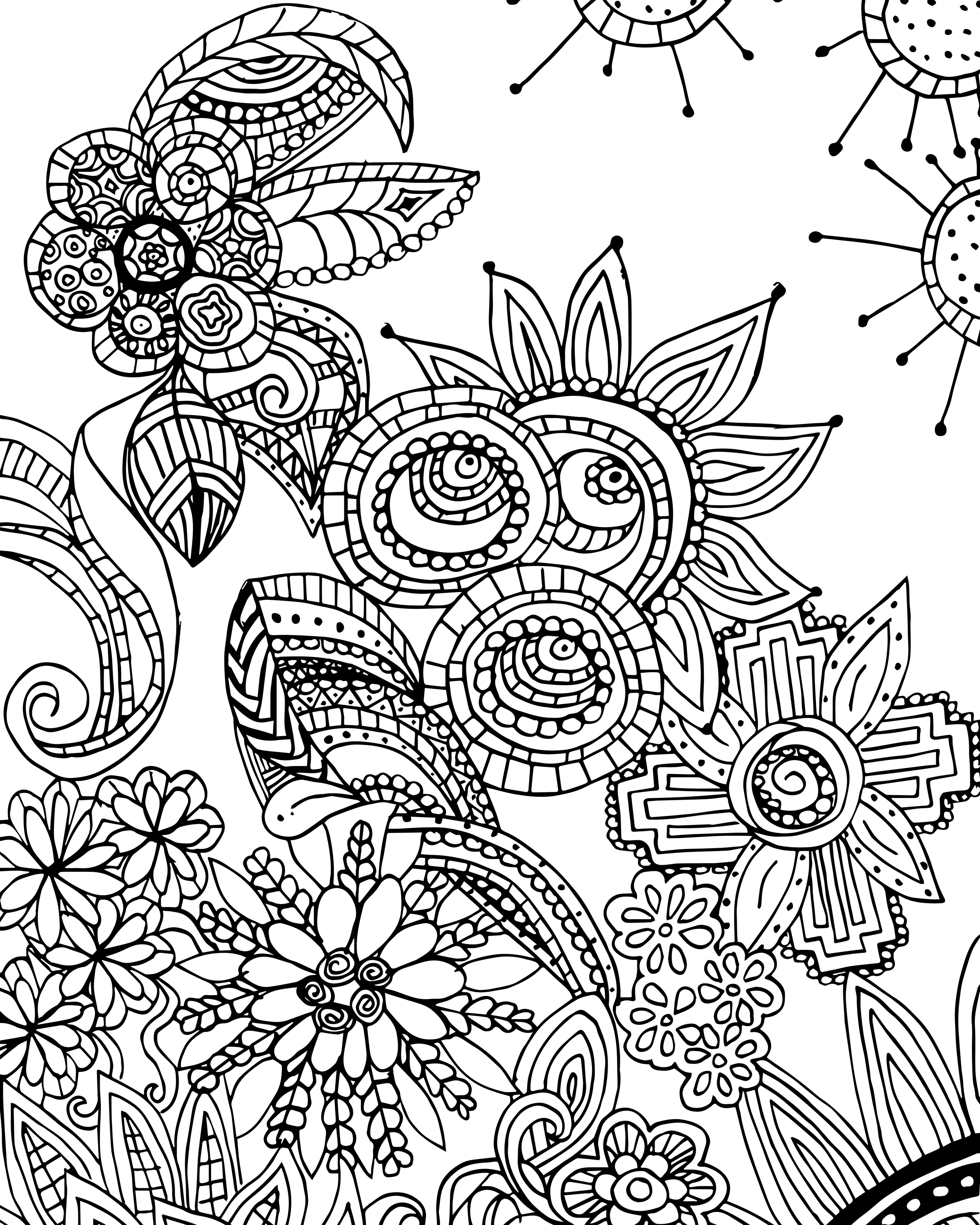 2400x3000 Fresh Free Coloring Page For Adults Flower Zen Doodle Designs
