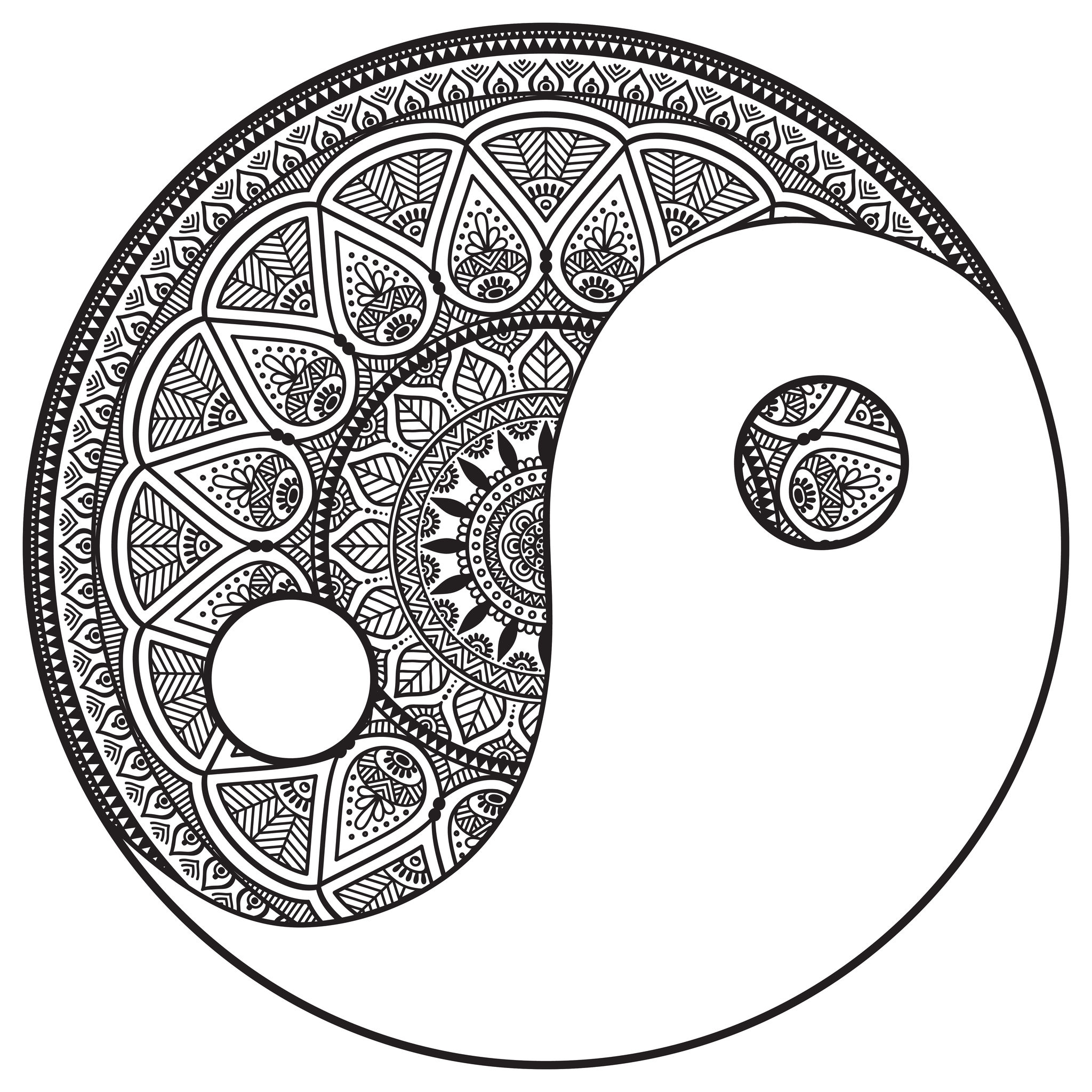 2048x2048 Yin And Yang Mandala To Color