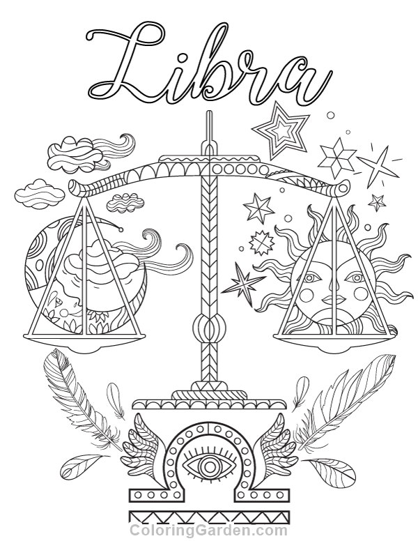 600x776 Free Printable Libra Adult Coloring Page Download It In Pdf