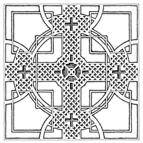 570x569 Printable Celtic Cross Coloring Page Pdf Instant