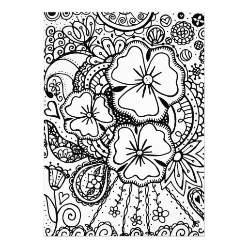 512x512 Flower Abstract Doodle Zentangle Paisley Coloring Pages Colouring