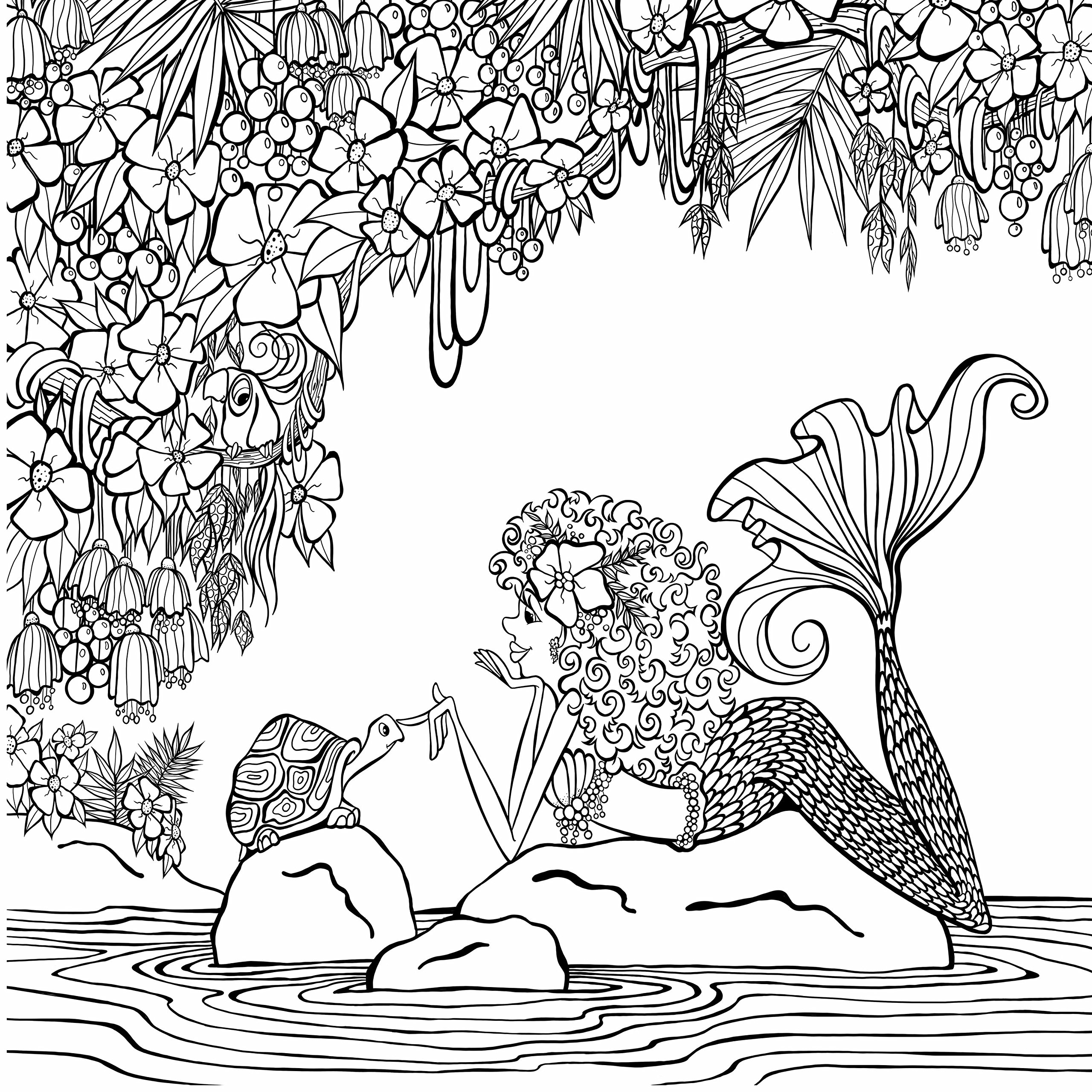 2560x2560 Zendoodle Coloring Presents Mermaids In Paradise