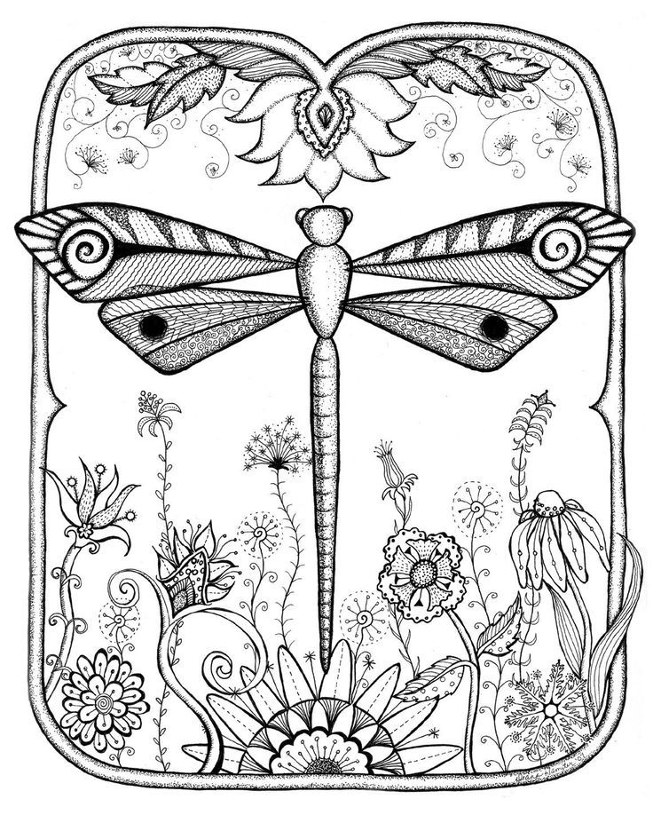 736x918 Dragonfly Garden Abstract Doodle Zentangle Zendoodle Paisley