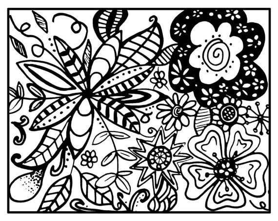 570x452 Zendoodle Zentangle Printable Coloring Page