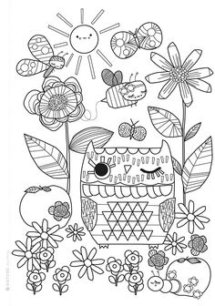 236x336 Coloring Page Printable Owl Night Zendoodle