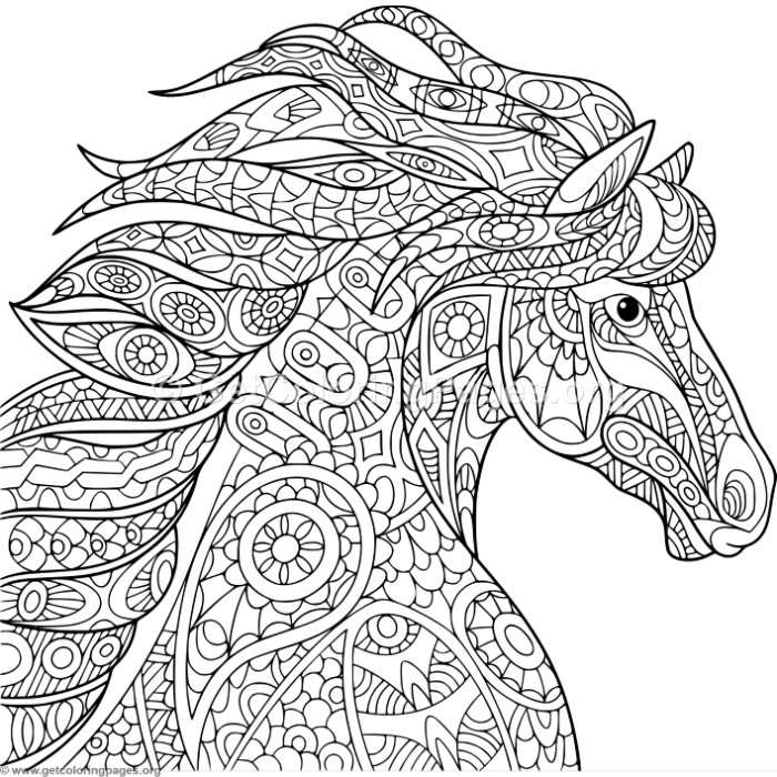 700x700 Zentangle Horse Head Coloring Pages