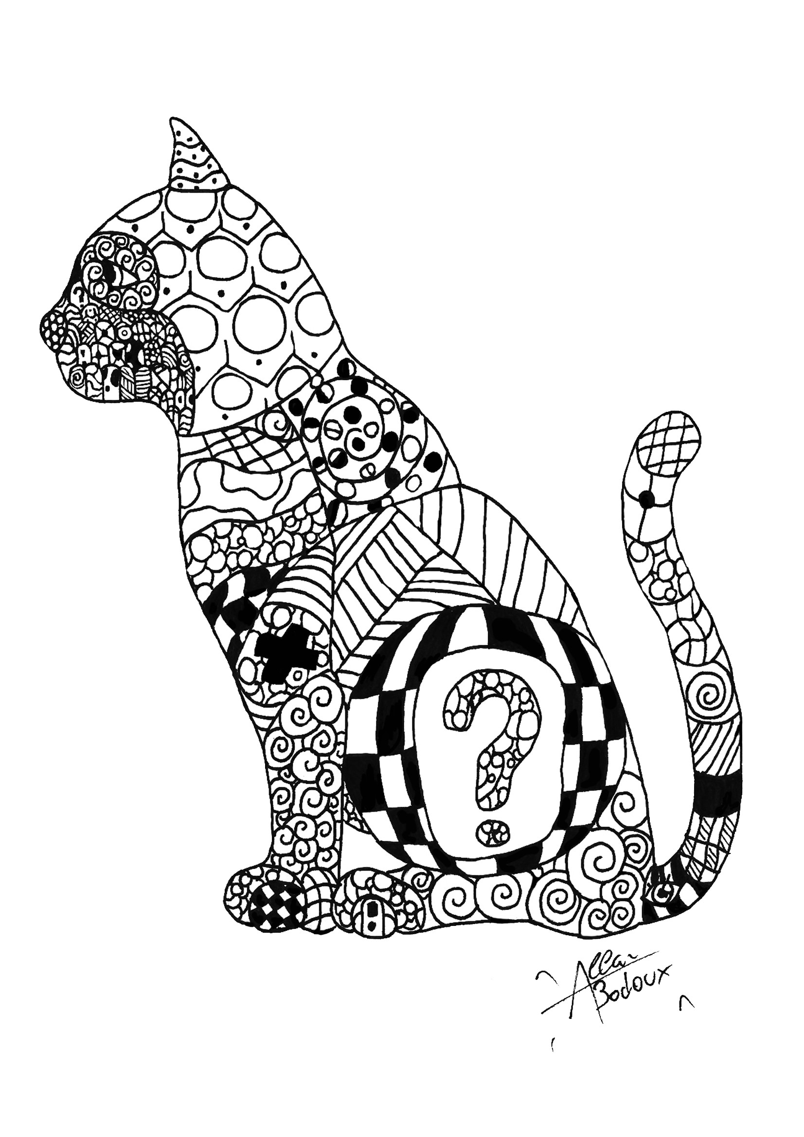 Zentangle Cat Coloring Pages at GetDrawings | Free download