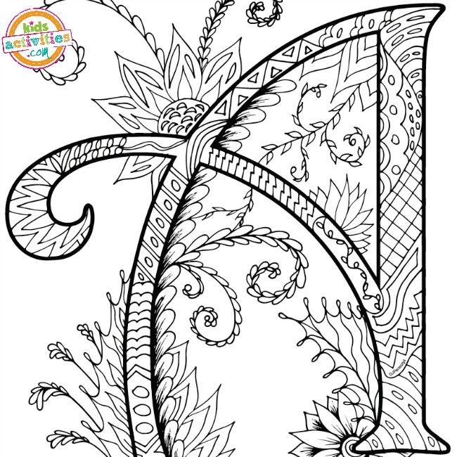 650x650 Alphabet Zentangles Coloring Pages For Adults