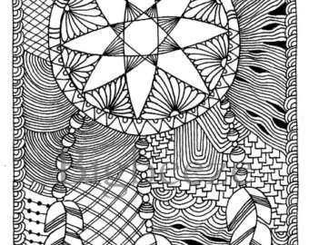 340x270 Zentangle Christmas Tree Coloring Pages Adult Coloring