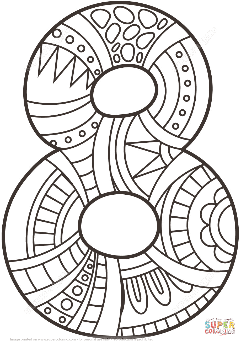 919x1300 Number Zentangle Coloring Page From Zentangle Numbers Category