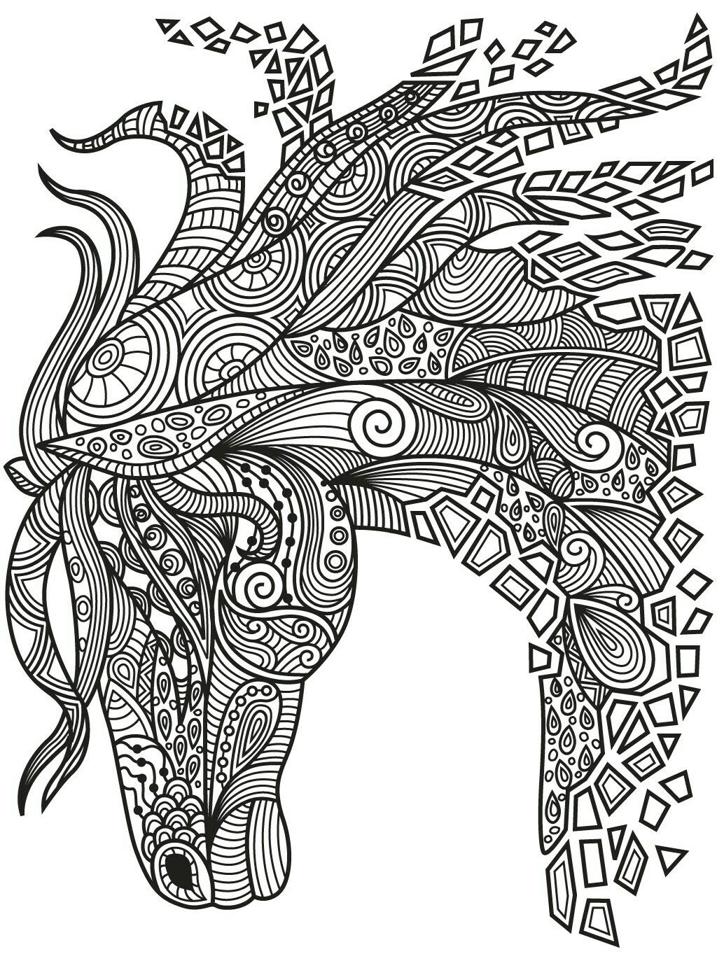 1024x1373 Best Zentangle Horse Colorish Coloring Book App For Adults