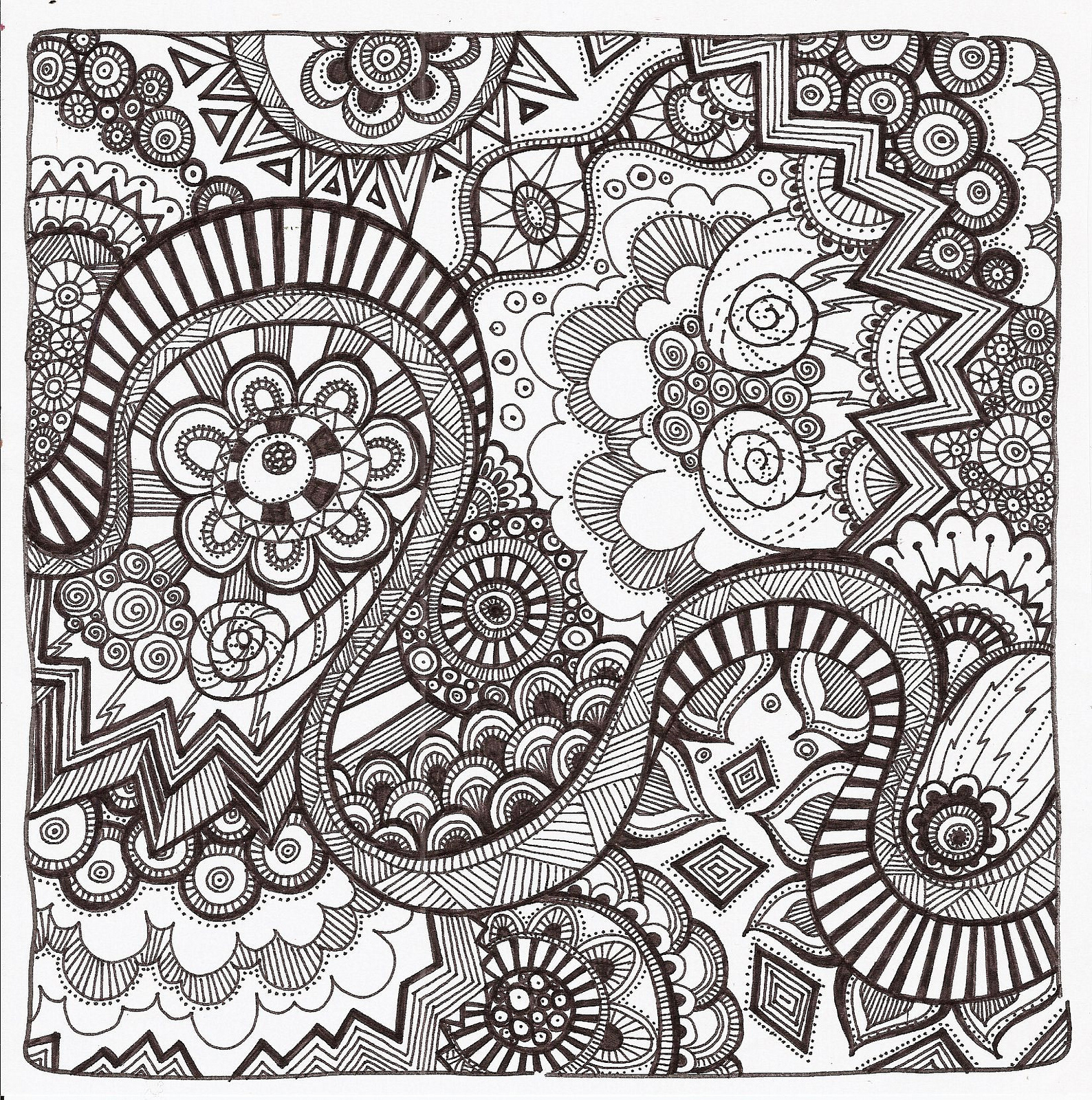 1588x1600 Free Printable Zentangle Coloring Pages For Adults