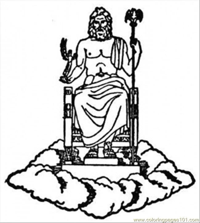 650x726 Zeus Greek God Coloring Pages