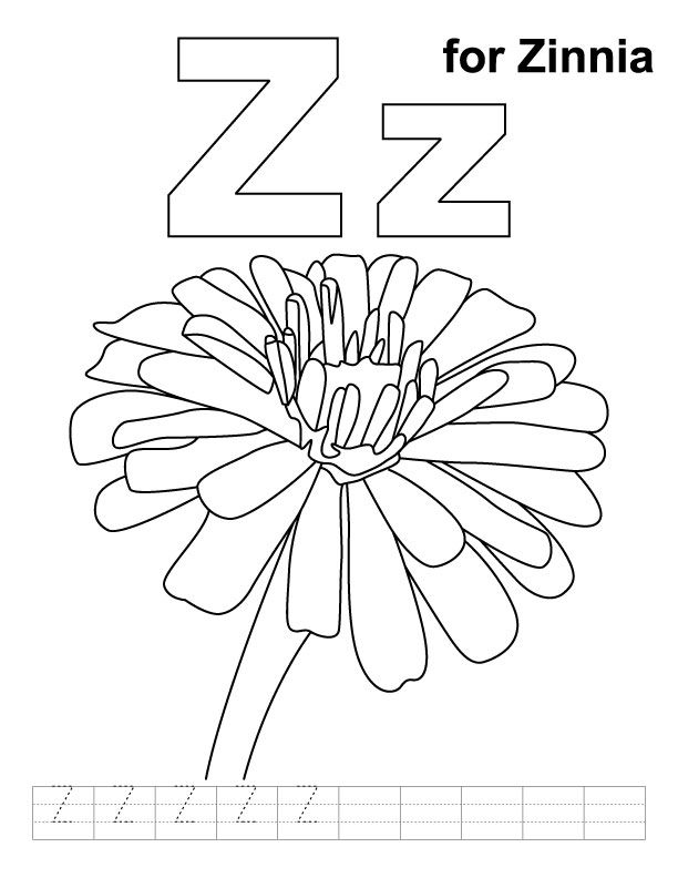 612x792 Z For Zinnia Coloring Page With Handwriting Practice Letters Y