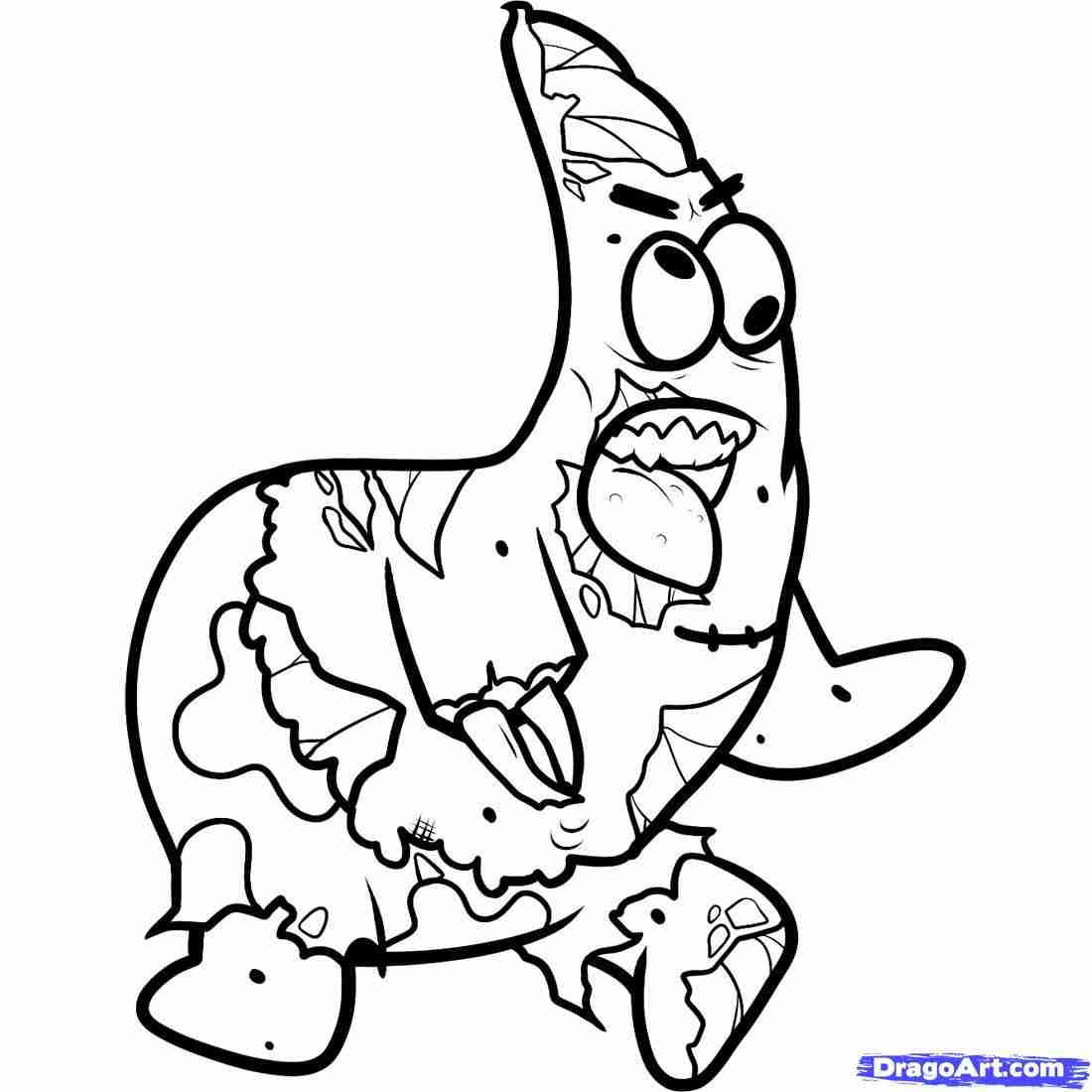 1100x1100 Zombie Coloring Sheets Spongebob Pages Org Adorable