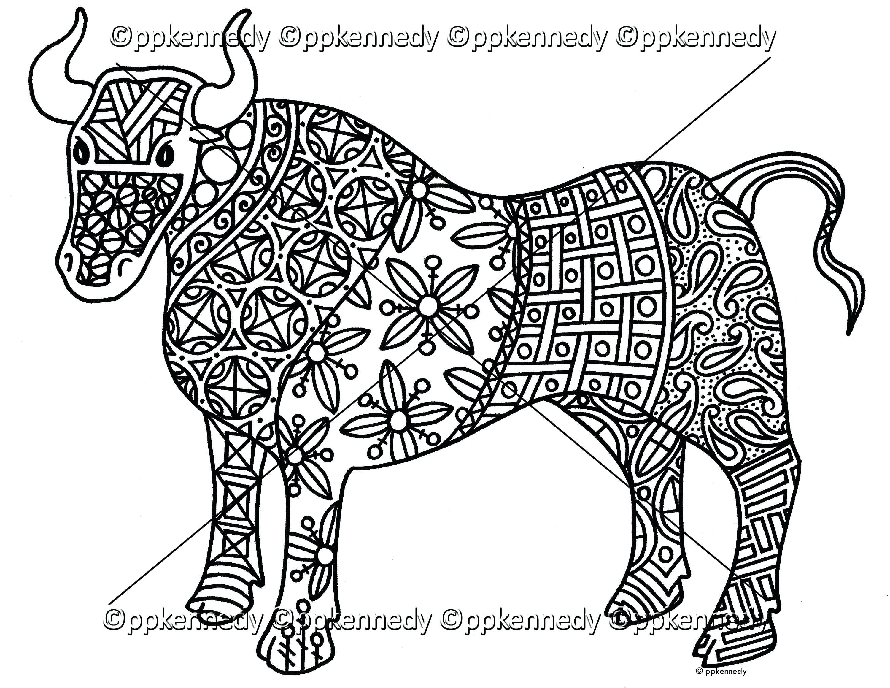 3000x2318 Coloring Pages For Kids Christmas Ox Page In Chinese Symbols Zoom