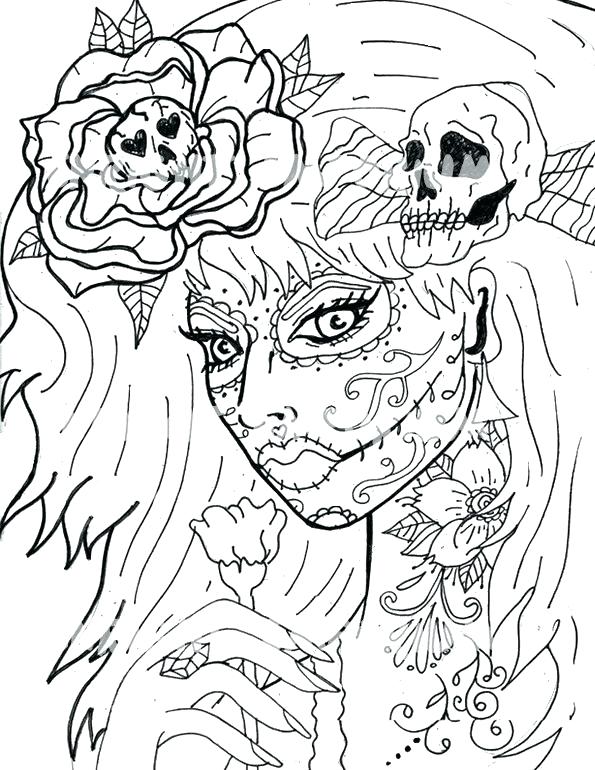 595x770 Coloring Pages Sugar Skulls Sugar Skulls Coloring Pages Sugar