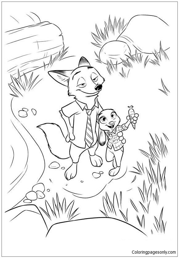 580x833 Nick And Judy Zootopia Coloring Page Disney Coloring Pages