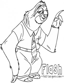 262x338 Printable Flash Zootopia Coloring Pages