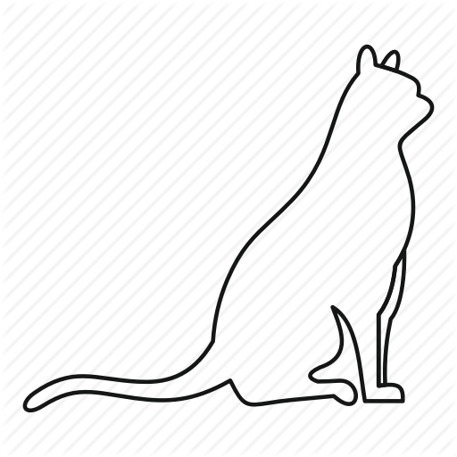 Adorable, Animal, Beautiful, Cat, Character, Outline, Sitting Icon