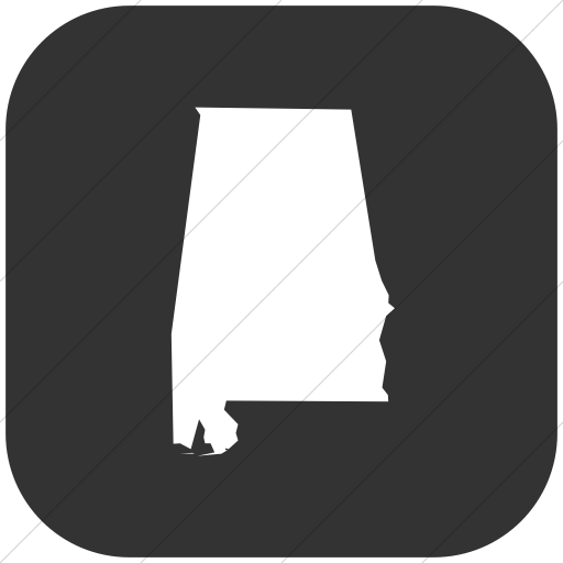Flat Rounded Square White On Dark Gray Us States