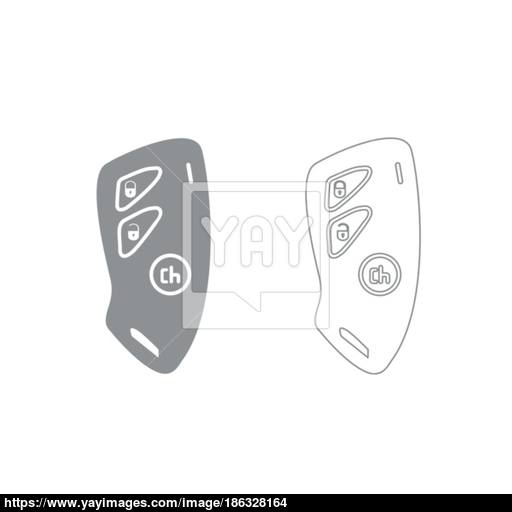 Car Key And Of The Alarm System Grey Set Icon Vector